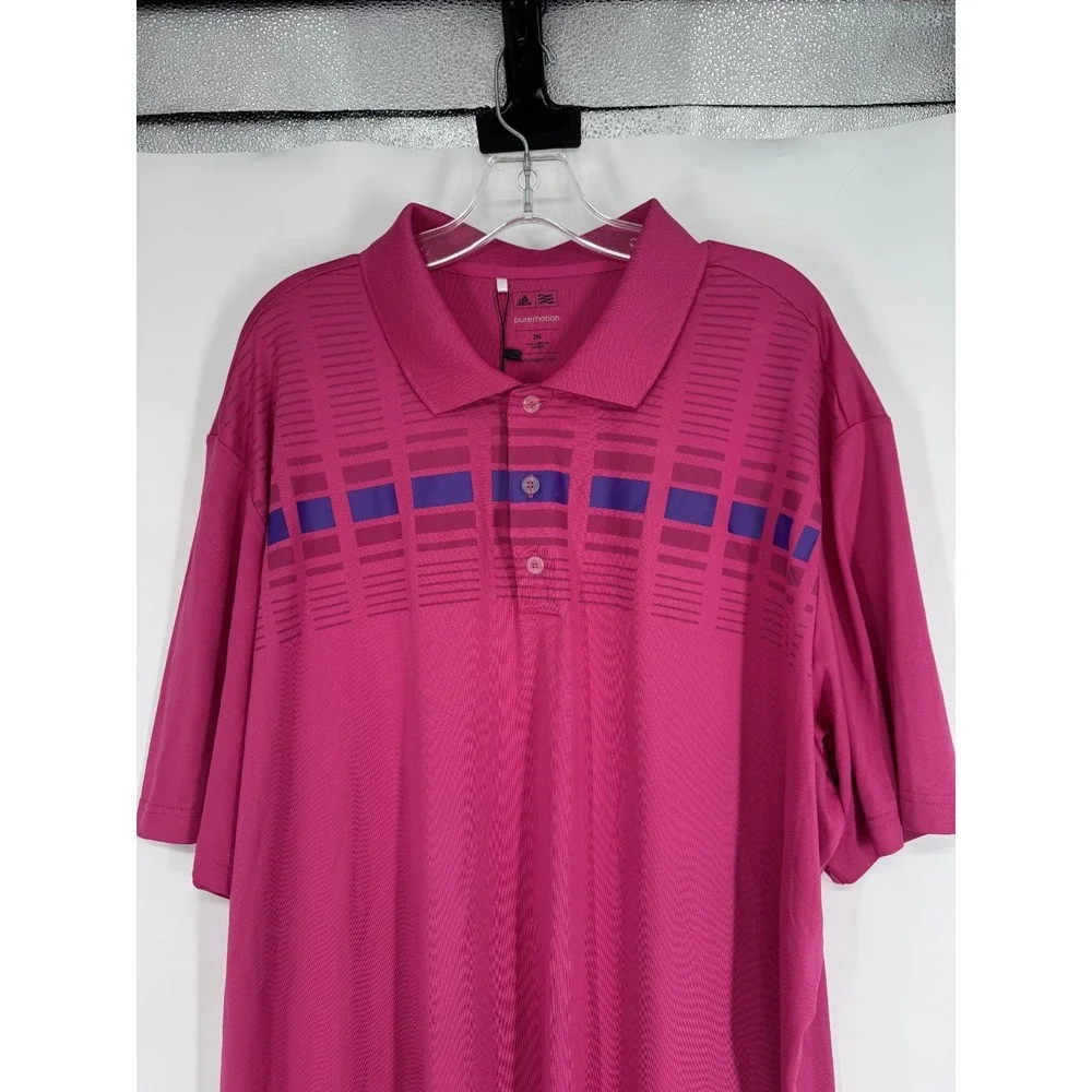 Adidas Puremotion Golf Polo Shirt Mens 2XL Performance Striped Short Sleeve